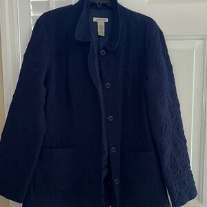 Orvis Women's Navy Textured Blazer large
